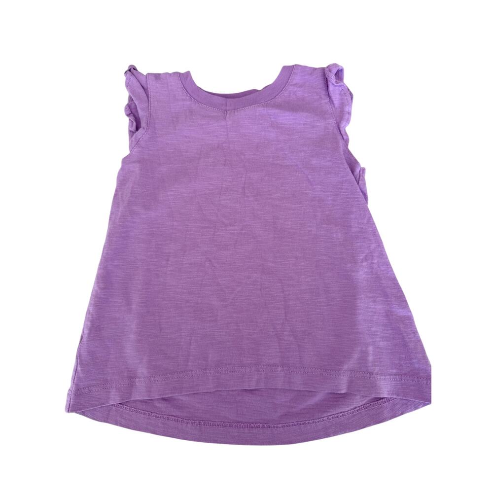 Primary Girls' Purple Ruffle Sleeve Cotton T-Shirt